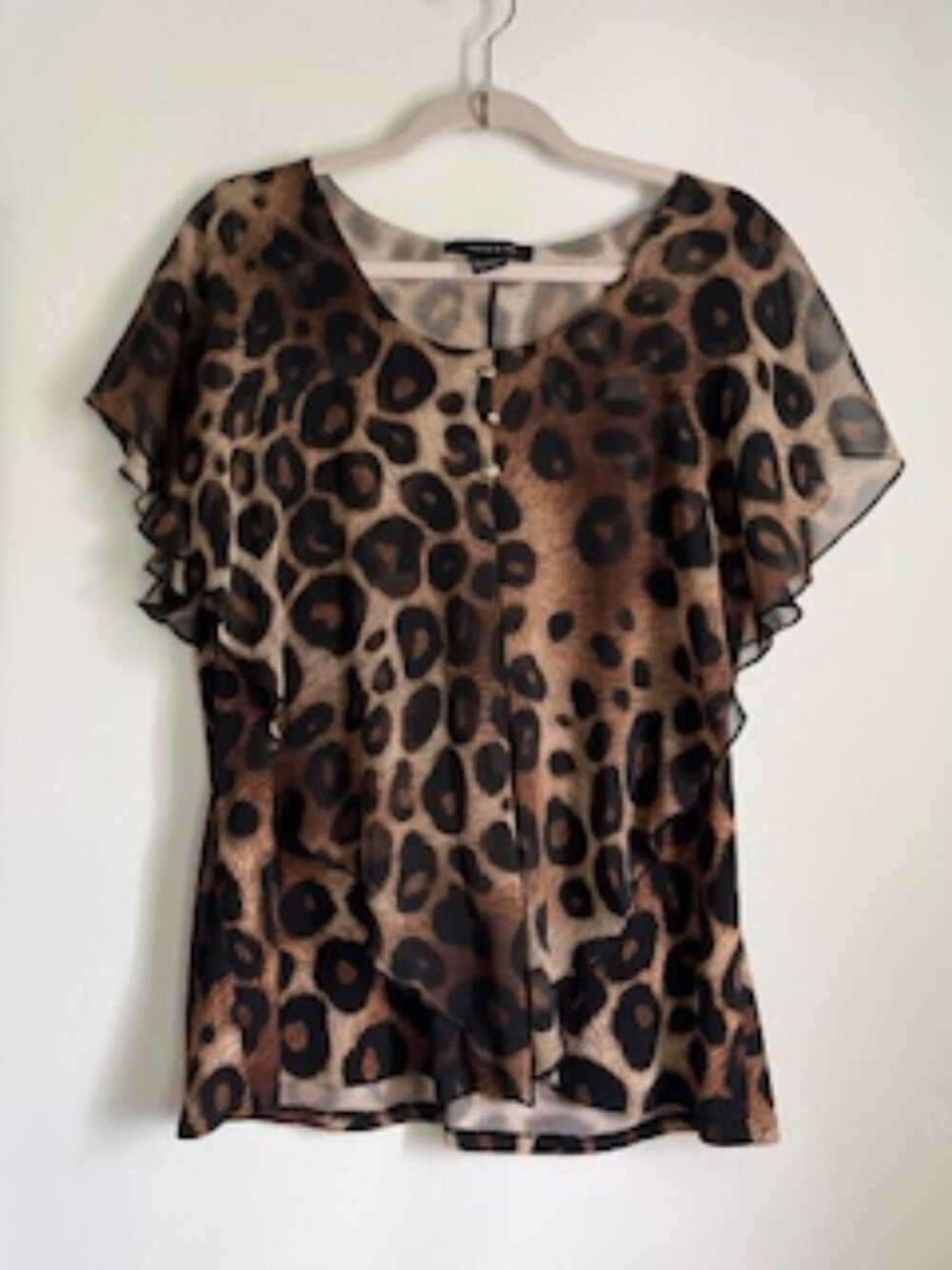 🧡3/15 Adele & May Leopard Print Sheer Layered Blouse Women's XL